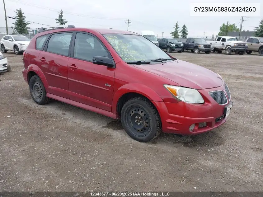 2006 Pontiac Vibe VIN: 5Y2SM65836Z424260 Lot: 12343577