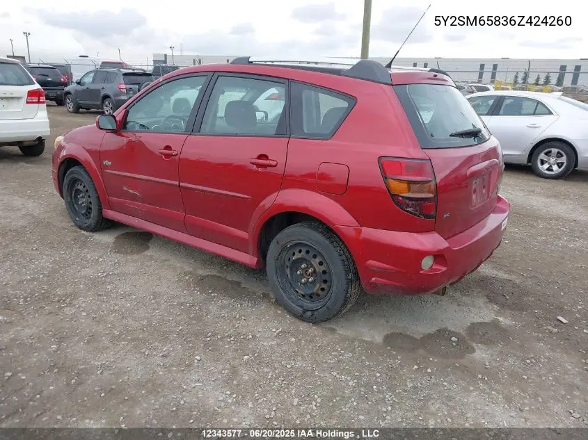 2006 Pontiac Vibe VIN: 5Y2SM65836Z424260 Lot: 12343577