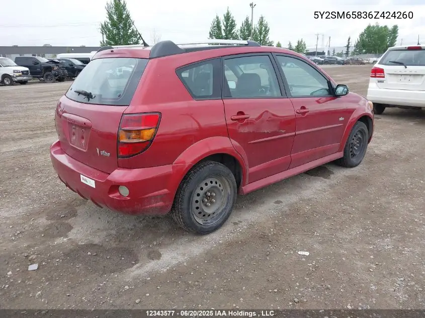 2006 Pontiac Vibe VIN: 5Y2SM65836Z424260 Lot: 12343577