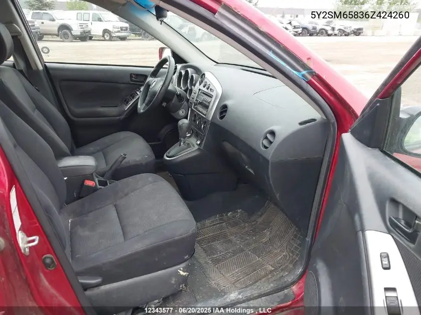2006 Pontiac Vibe VIN: 5Y2SM65836Z424260 Lot: 12343577