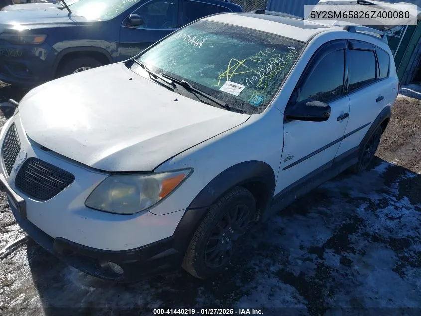 2006 Pontiac Vibe VIN: 5Y2SM65826Z400080 Lot: 41440219
