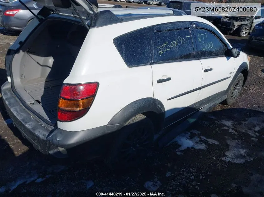 2006 Pontiac Vibe VIN: 5Y2SM65826Z400080 Lot: 41440219