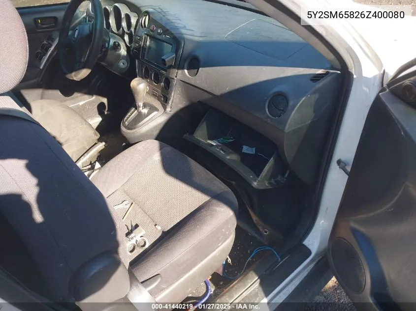 2006 Pontiac Vibe VIN: 5Y2SM65826Z400080 Lot: 41440219