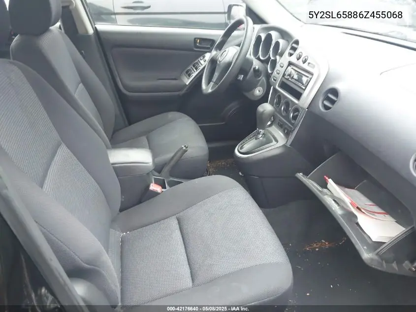 2006 Pontiac Vibe VIN: 5Y2SL65886Z455068 Lot: 42176640