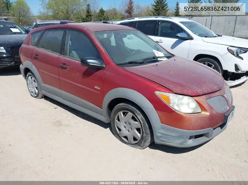 2006 Pontiac Vibe VIN: 5Y2SL65836Z421006 Lot: 42211520