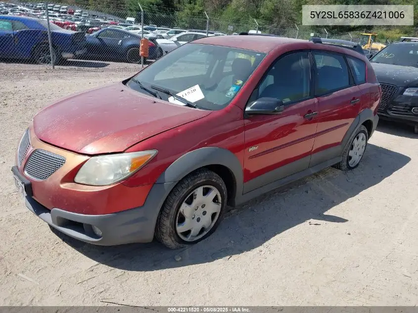2006 Pontiac Vibe VIN: 5Y2SL65836Z421006 Lot: 42211520