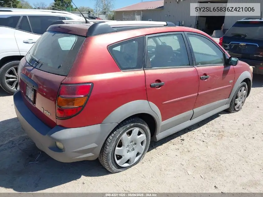2006 Pontiac Vibe VIN: 5Y2SL65836Z421006 Lot: 42211520