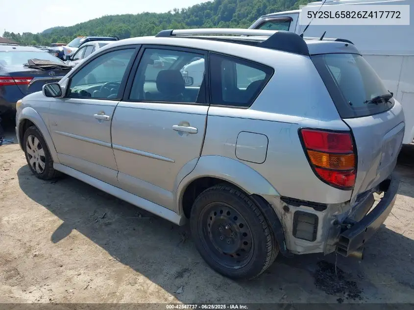 2006 Pontiac Vibe VIN: 5Y2SL65826Z417772 Lot: 42547737
