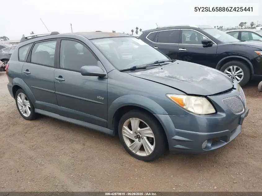 2006 Pontiac Vibe VIN: 5Y2SL65886Z425441 Lot: 42570619