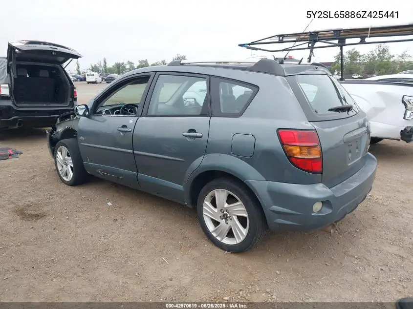 2006 Pontiac Vibe VIN: 5Y2SL65886Z425441 Lot: 42570619