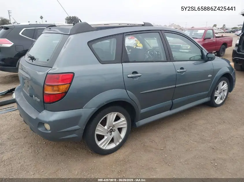 2006 Pontiac Vibe VIN: 5Y2SL65886Z425441 Lot: 42570619