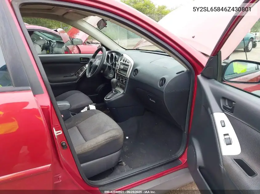 2006 Pontiac Vibe VIN: 5Y2SL65846Z430801 Lot: 42590901
