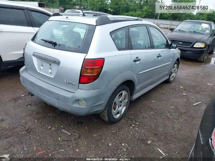 2006 Pontiac Vibe VIN: 5Y2SL65846Z428580 Lot: 42607218
