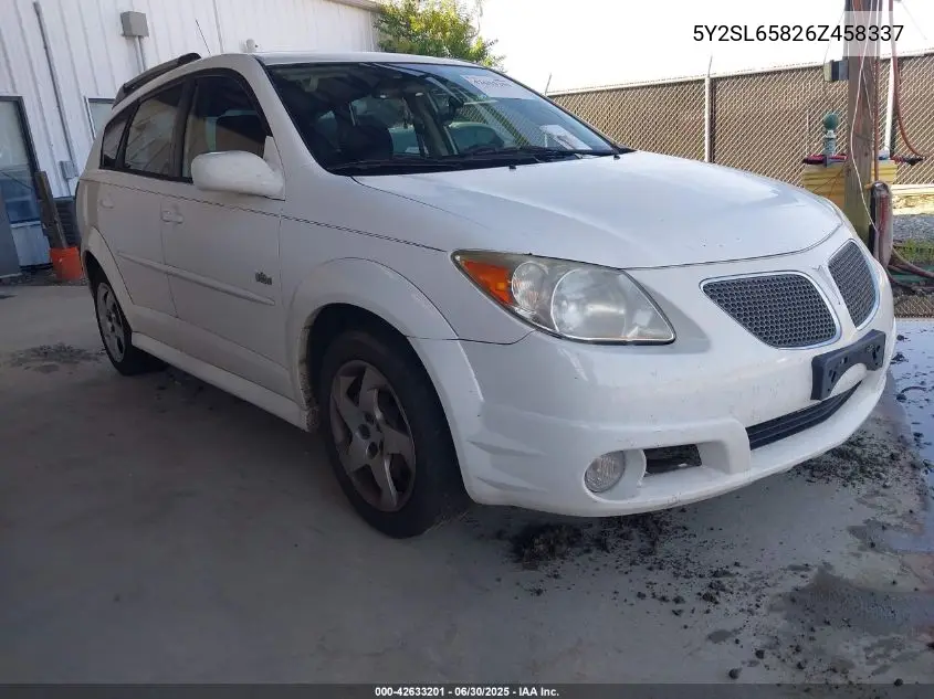 2006 Pontiac Vibe VIN: 5Y2SL65826Z458337 Lot: 42633201