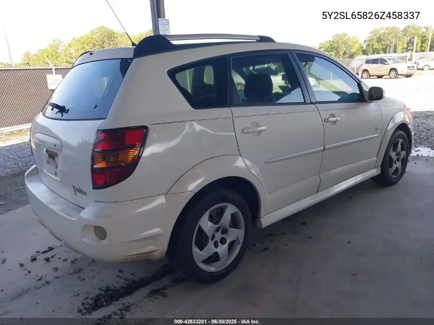 2006 Pontiac Vibe VIN: 5Y2SL65826Z458337 Lot: 42633201