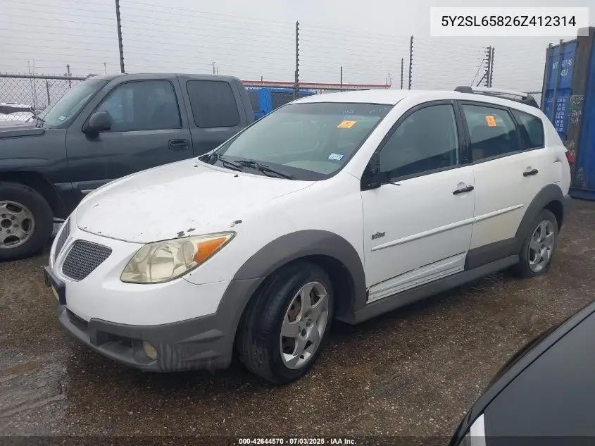 2006 Pontiac Vibe VIN: 5Y2SL65826Z412314 Lot: 42644570