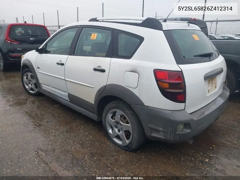 2006 Pontiac Vibe VIN: 5Y2SL65826Z412314 Lot: 42644570