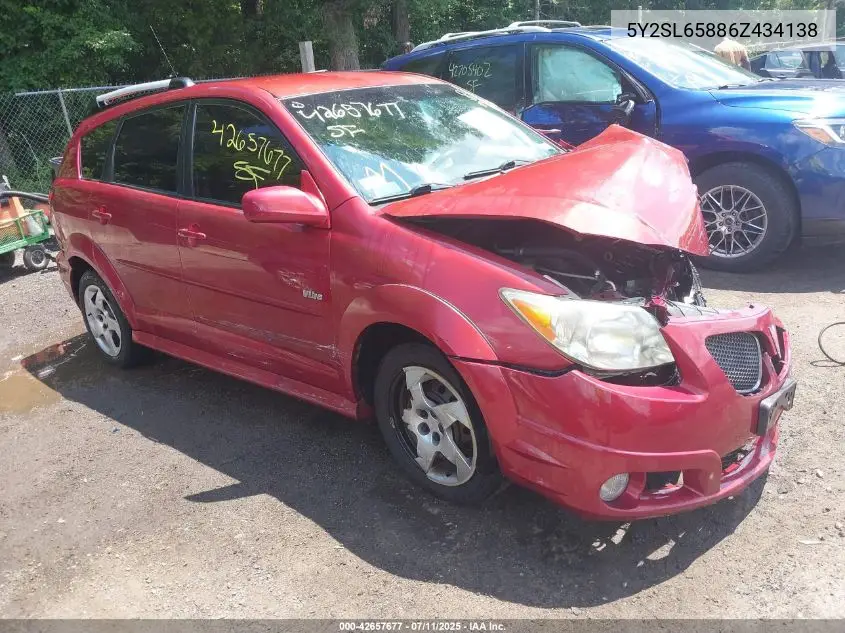 2006 Pontiac Vibe VIN: 5Y2SL65886Z434138 Lot: 42657677