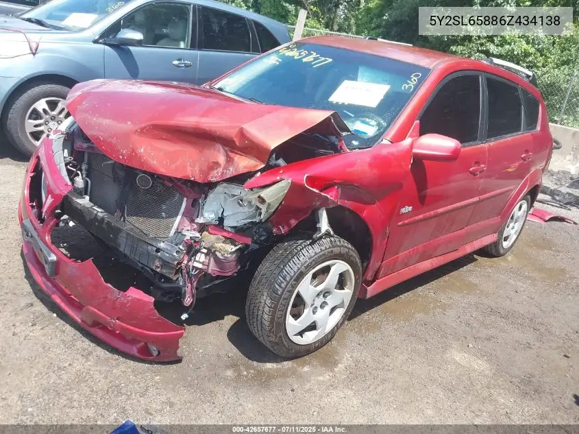 2006 Pontiac Vibe VIN: 5Y2SL65886Z434138 Lot: 42657677