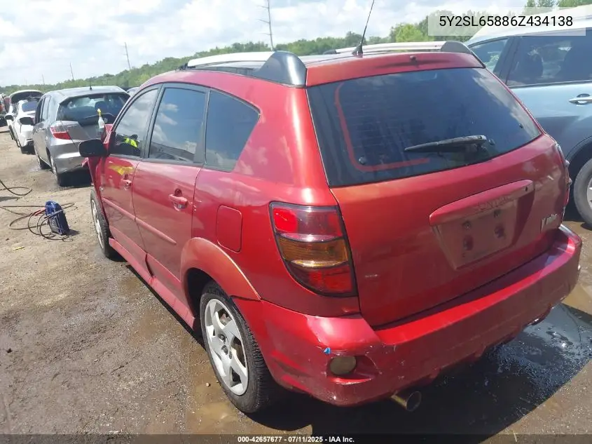 2006 Pontiac Vibe VIN: 5Y2SL65886Z434138 Lot: 42657677