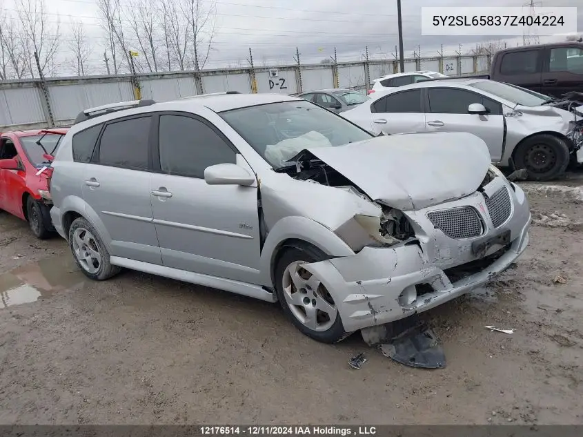 2007 Pontiac Vibe VIN: 5Y2SL65837Z404224 Lot: 12176514X