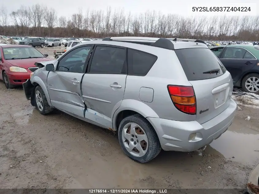 2007 Pontiac Vibe VIN: 5Y2SL65837Z404224 Lot: 12176514X