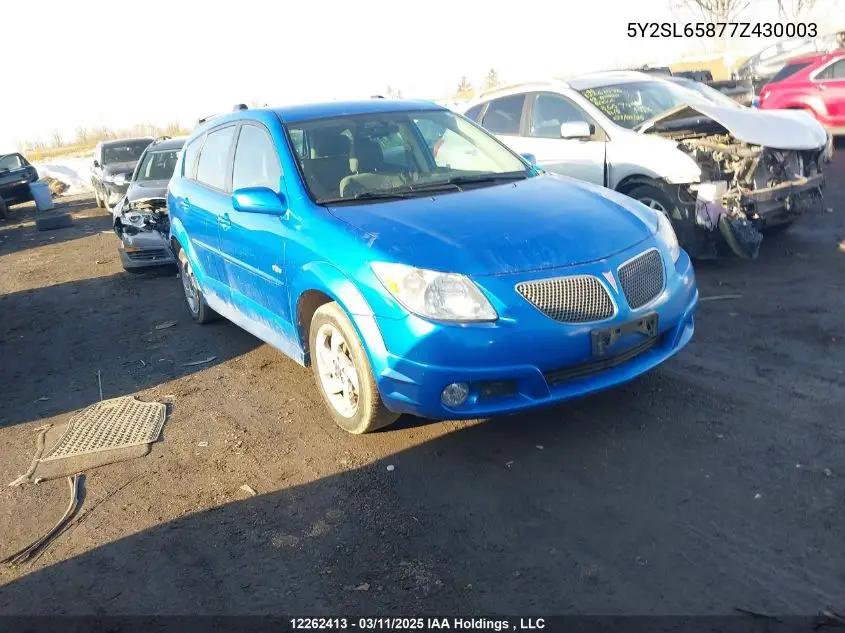 2007 Pontiac Vibe VIN: 5Y2SL65877Z430003 Lot: 12262413