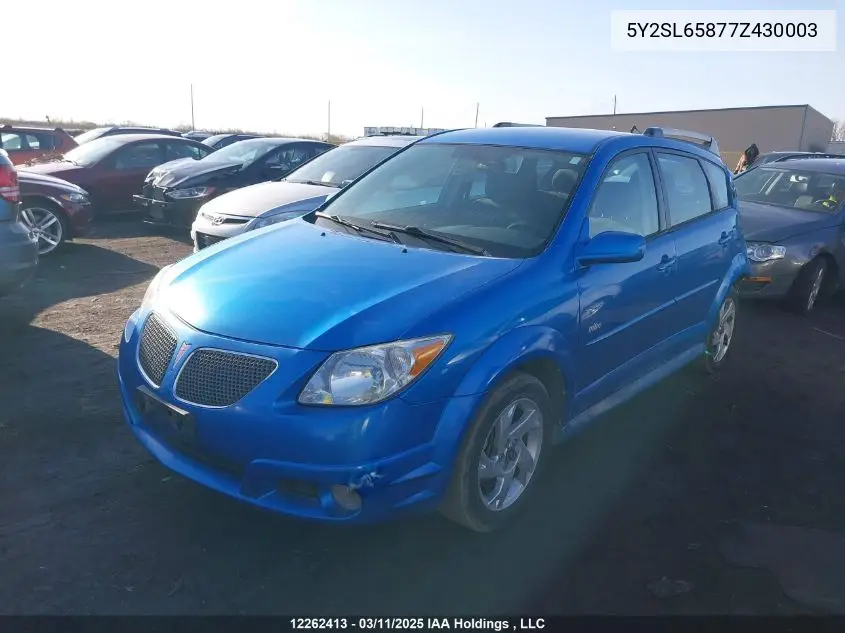 2007 Pontiac Vibe VIN: 5Y2SL65877Z430003 Lot: 12262413