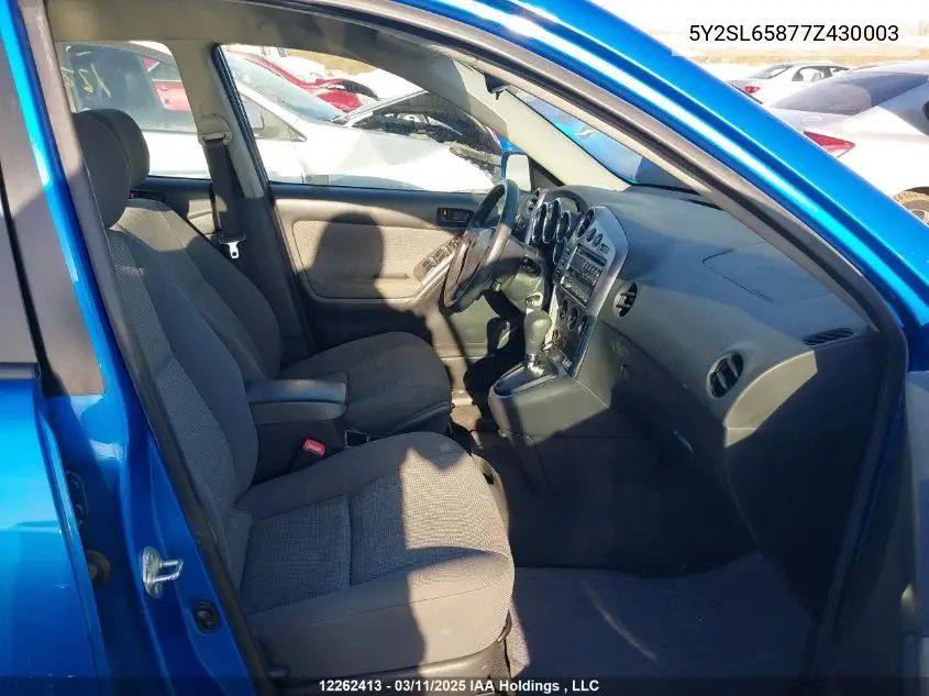 2007 Pontiac Vibe VIN: 5Y2SL65877Z430003 Lot: 12262413