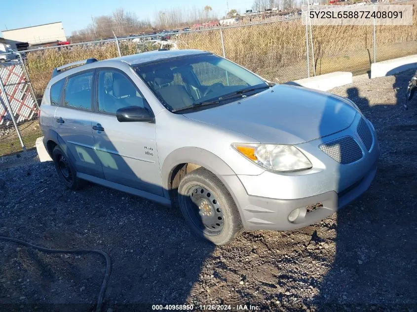 2007 Pontiac Vibe VIN: 5Y2SL65887Z408091 Lot: 40958950