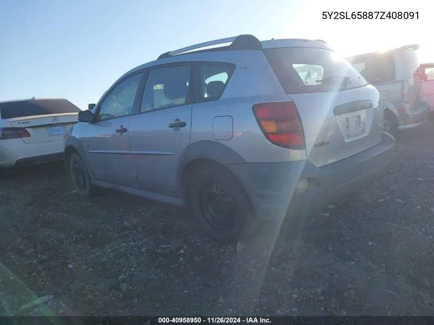 2007 Pontiac Vibe VIN: 5Y2SL65887Z408091 Lot: 40958950