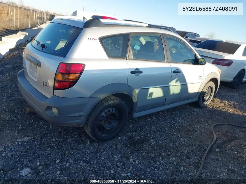 2007 Pontiac Vibe VIN: 5Y2SL65887Z408091 Lot: 40958950