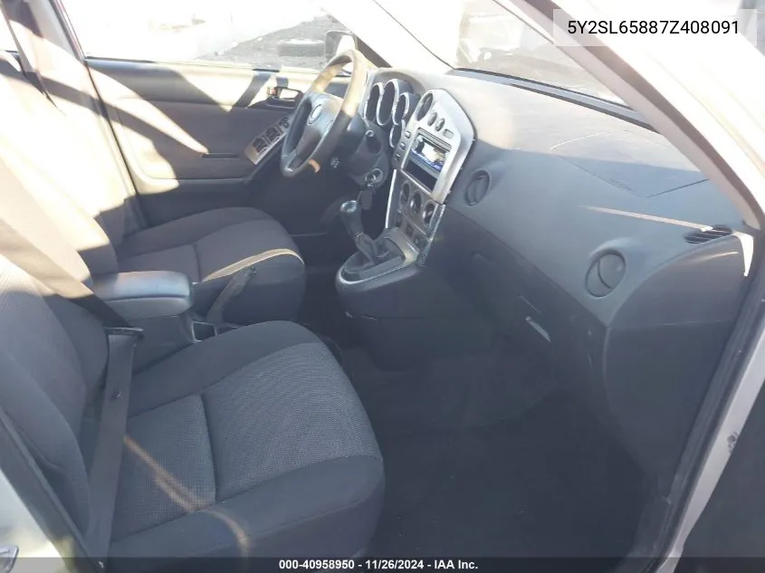 2007 Pontiac Vibe VIN: 5Y2SL65887Z408091 Lot: 40958950