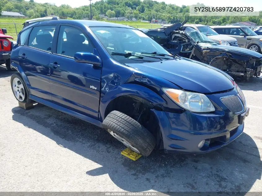 2007 Pontiac Vibe VIN: 5Y2SL65897Z420783 Lot: 42202835