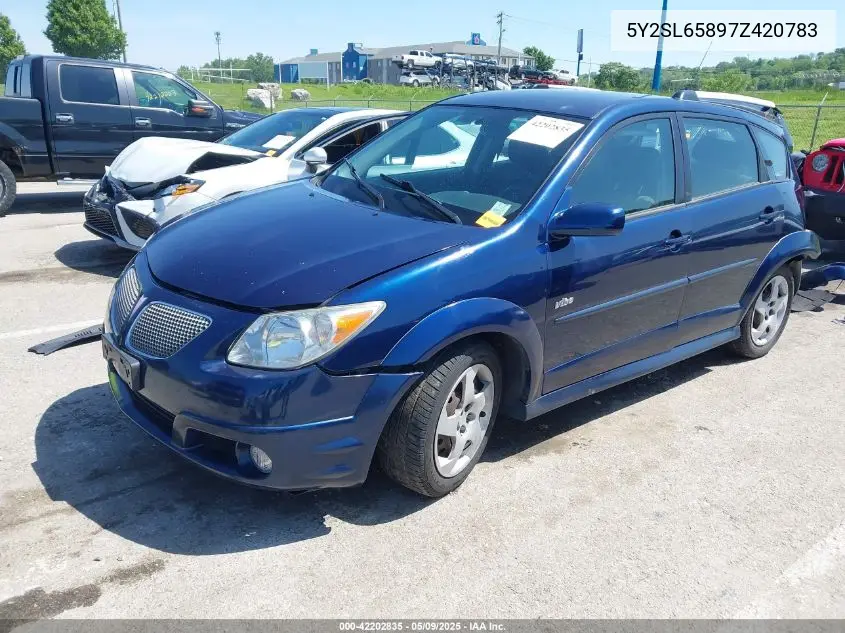 2007 Pontiac Vibe VIN: 5Y2SL65897Z420783 Lot: 42202835