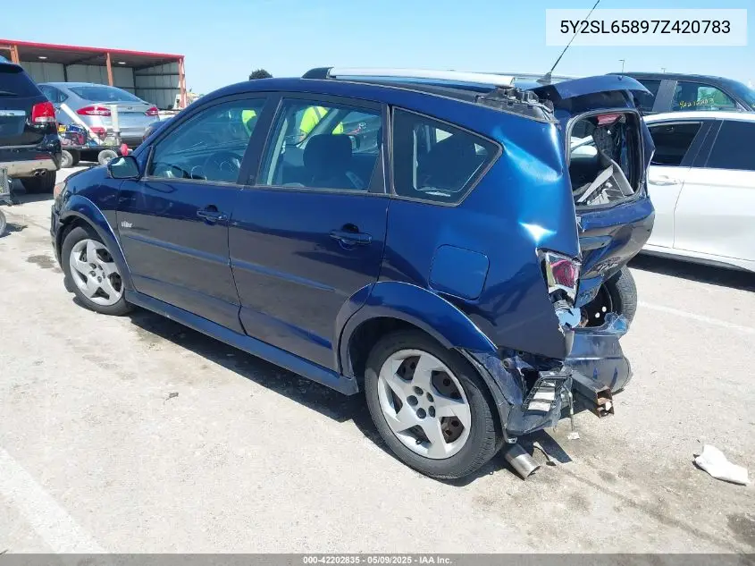 2007 Pontiac Vibe VIN: 5Y2SL65897Z420783 Lot: 42202835