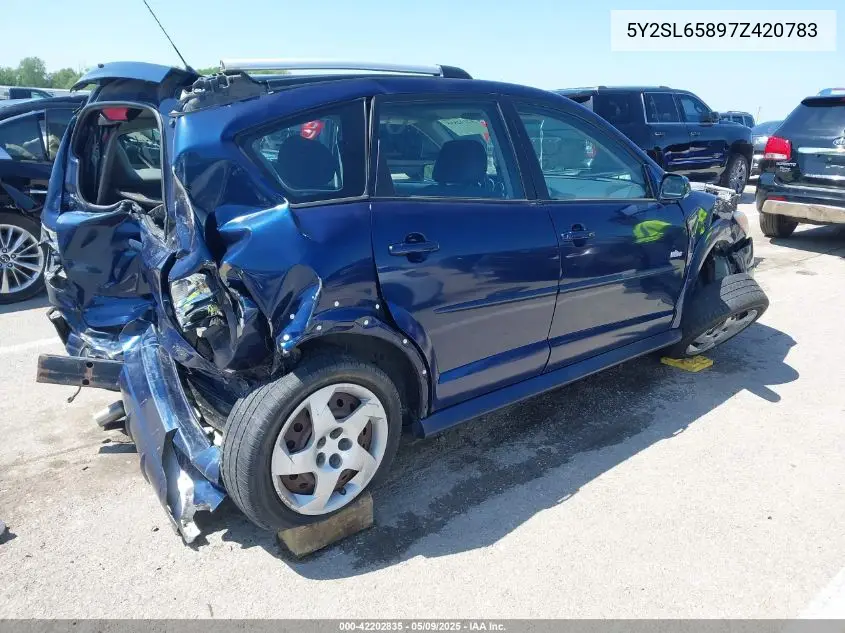2007 Pontiac Vibe VIN: 5Y2SL65897Z420783 Lot: 42202835