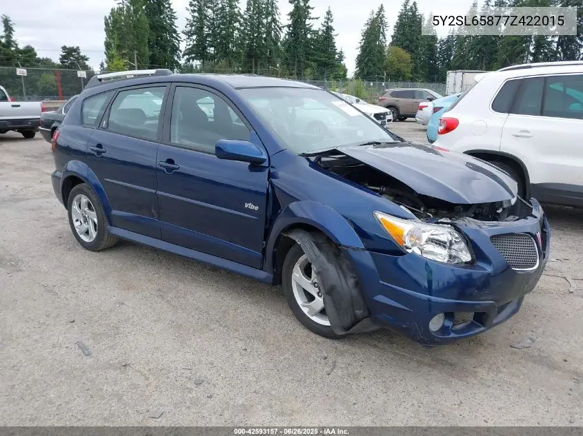 2007 Pontiac Vibe VIN: 5Y2SL65877Z422015 Lot: 42593157
