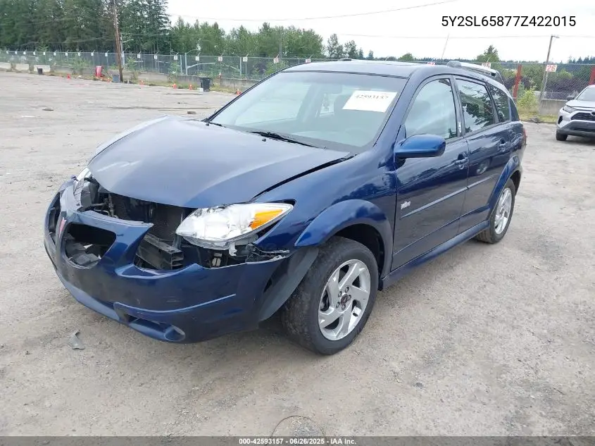 2007 Pontiac Vibe VIN: 5Y2SL65877Z422015 Lot: 42593157