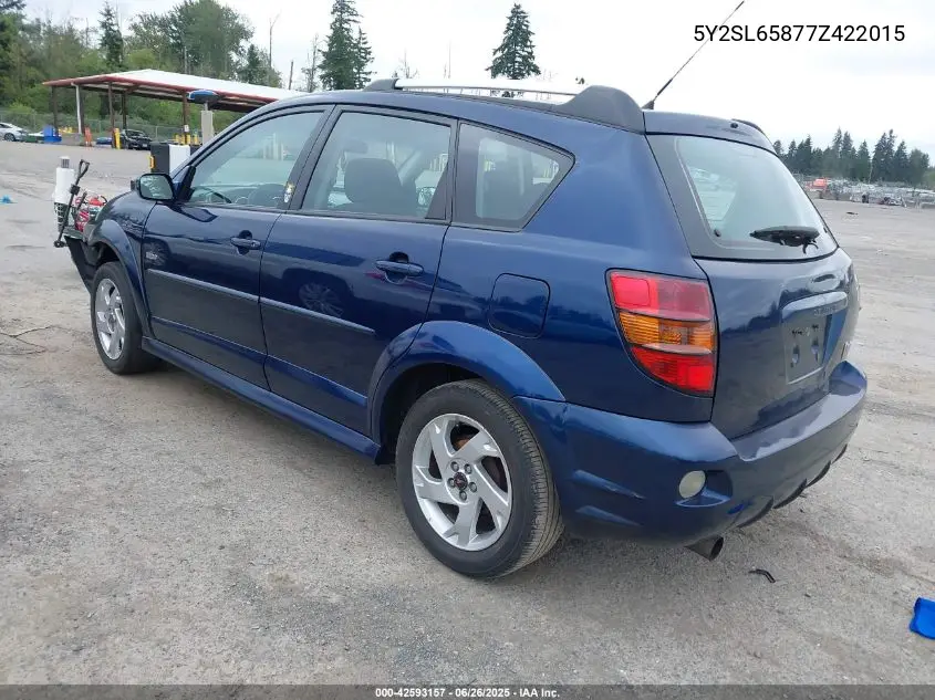 2007 Pontiac Vibe VIN: 5Y2SL65877Z422015 Lot: 42593157