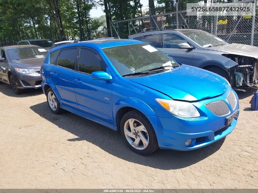 2007 Pontiac Vibe VIN: 5Y2SL65887Z432925 Lot: 42601336