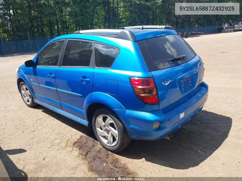 2007 Pontiac Vibe VIN: 5Y2SL65887Z432925 Lot: 42601336