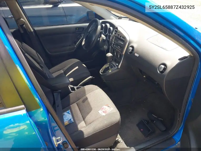 2007 Pontiac Vibe VIN: 5Y2SL65887Z432925 Lot: 42601336