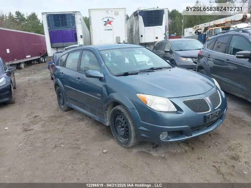 2008 Pontiac Vibe VIN: 5Y2SL65838Z412731 Lot: 12296519