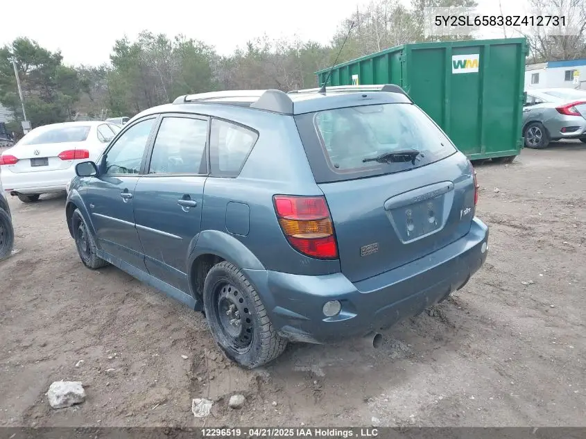 2008 Pontiac Vibe VIN: 5Y2SL65838Z412731 Lot: 12296519