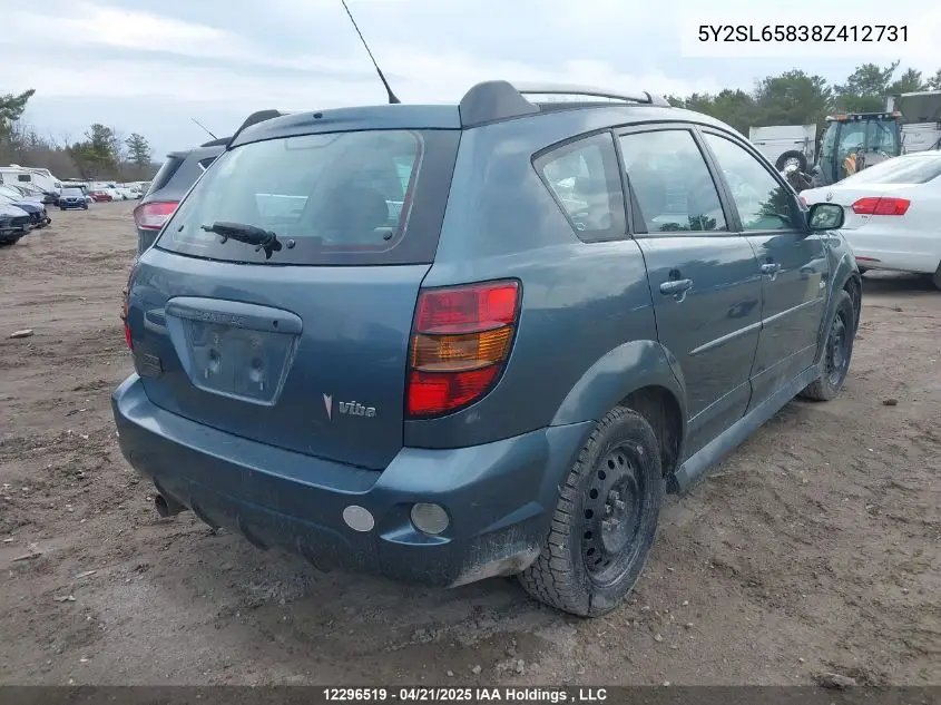 2008 Pontiac Vibe VIN: 5Y2SL65838Z412731 Lot: 12296519