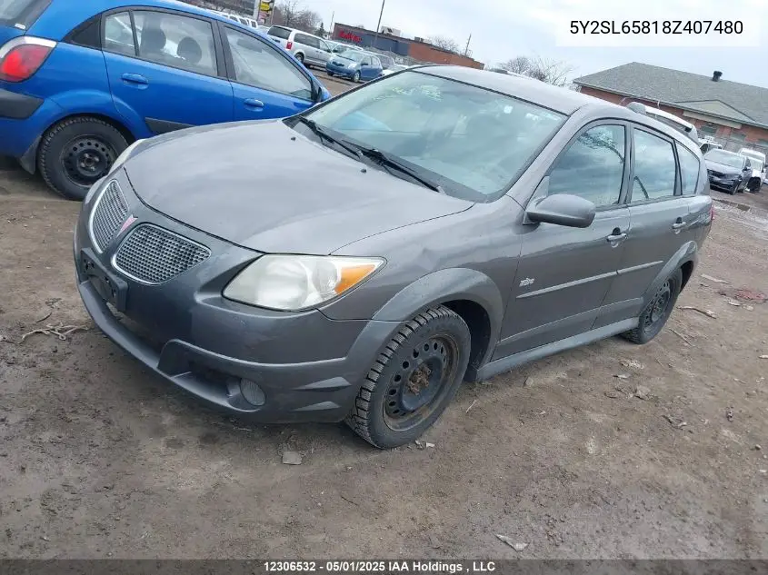 2008 Pontiac Vibe VIN: 5Y2SL65818Z407480 Lot: 12306532
