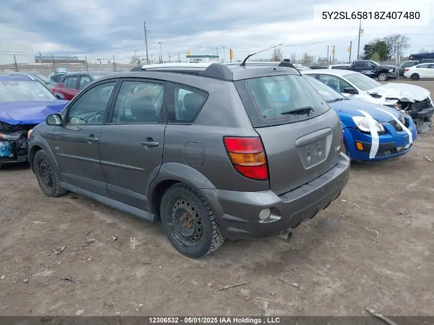 2008 Pontiac Vibe VIN: 5Y2SL65818Z407480 Lot: 12306532