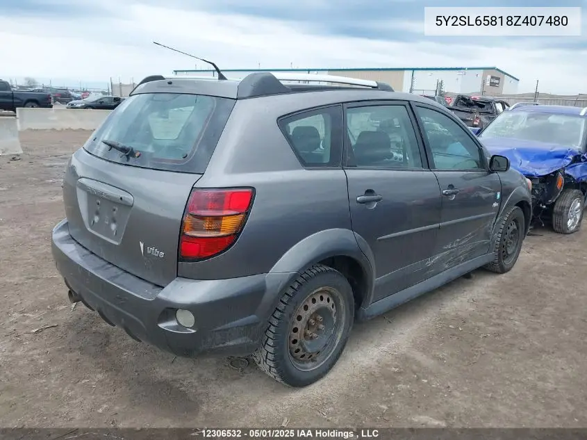 2008 Pontiac Vibe VIN: 5Y2SL65818Z407480 Lot: 12306532