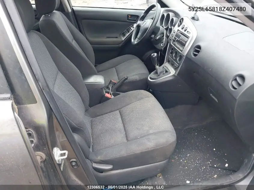2008 Pontiac Vibe VIN: 5Y2SL65818Z407480 Lot: 12306532